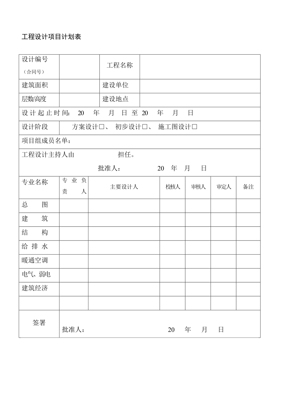 工程设计项目计划表.doc_第1页