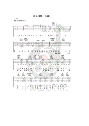 电台情歌吉他谱六线谱 邓超 G调小磊吉他教室版高清弹唱谱学习的朋友请参考演示以及视频教学 吉他谱.docx