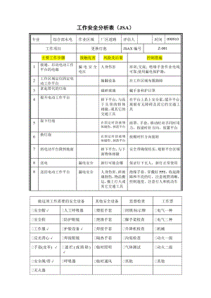 模板2—工作安全分析表JSA.doc