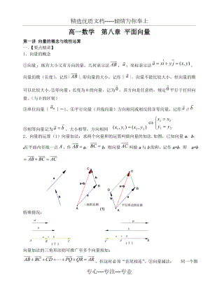 高一数学平面向量知识点及典型例题解析.doc