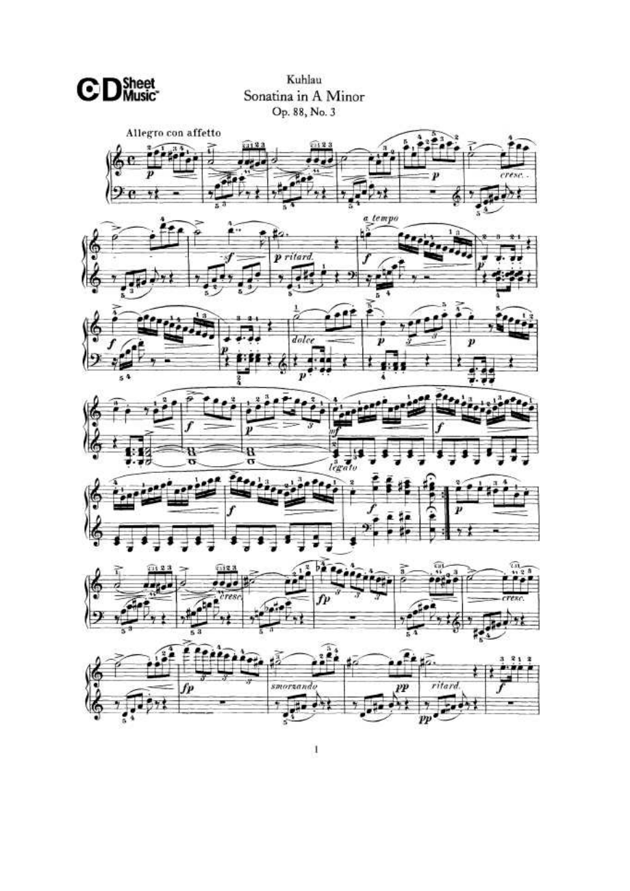 a小调钢琴小奏鸣曲 Piano Sonatina in a Minor Op.88 钢琴谱.docx_第1页