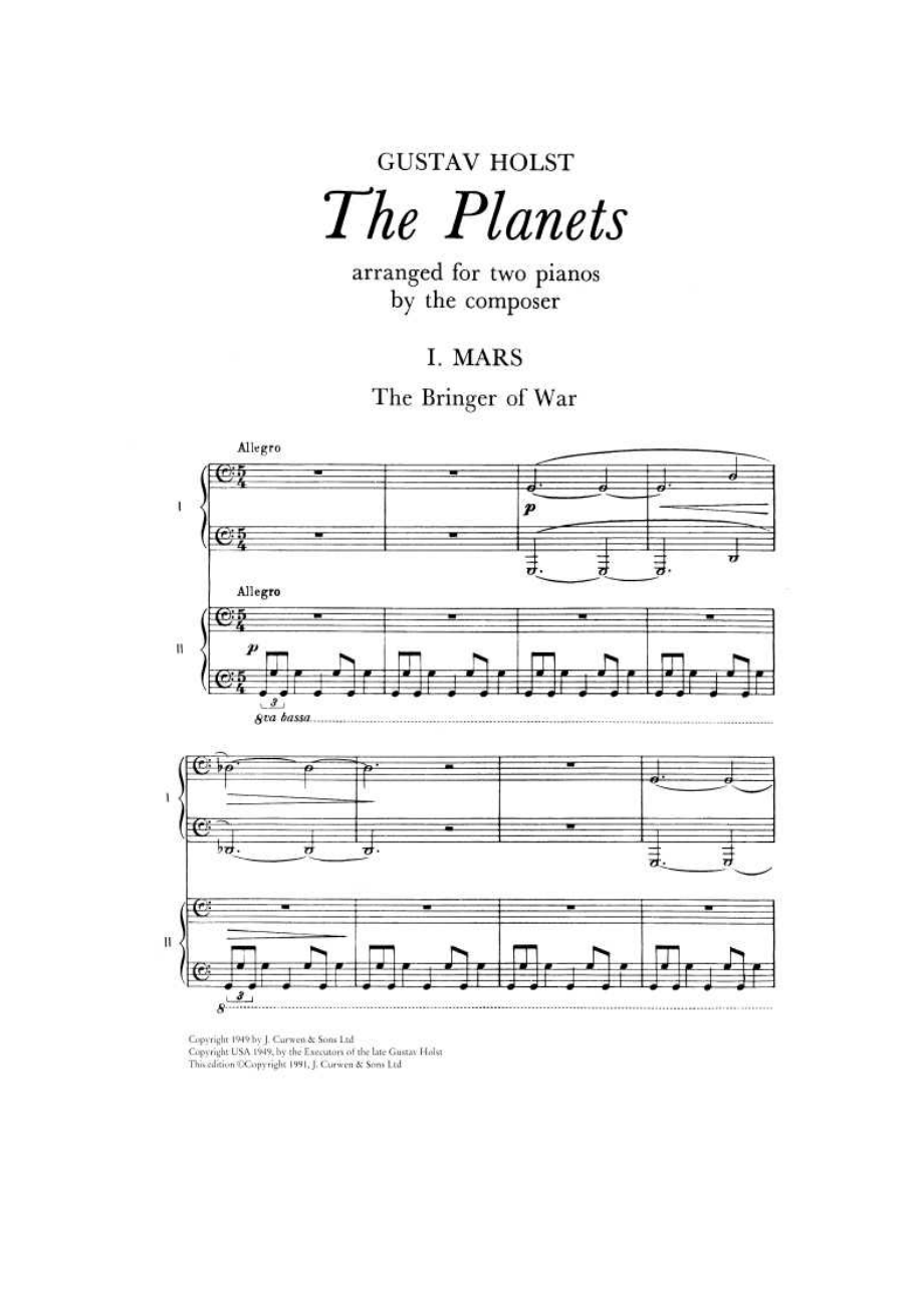 管弦乐组曲《行星》The Planets Op.32 钢琴谱.docx_第1页