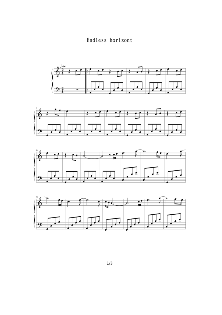 Endless horizon（无垠水平线） 钢琴谱.docx_第1页