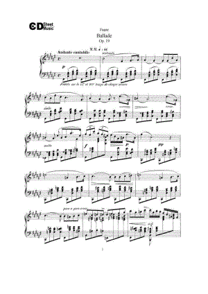 叙事曲 Ballade for Piano and Orchestra Op.19 钢琴谱.docx