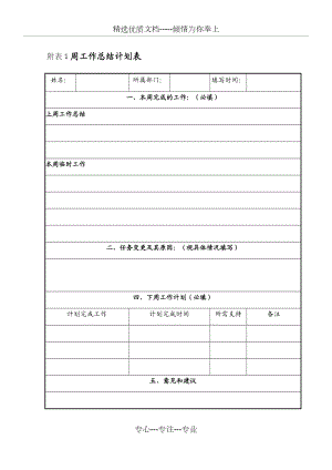 周工作总结方法表格模板.doc