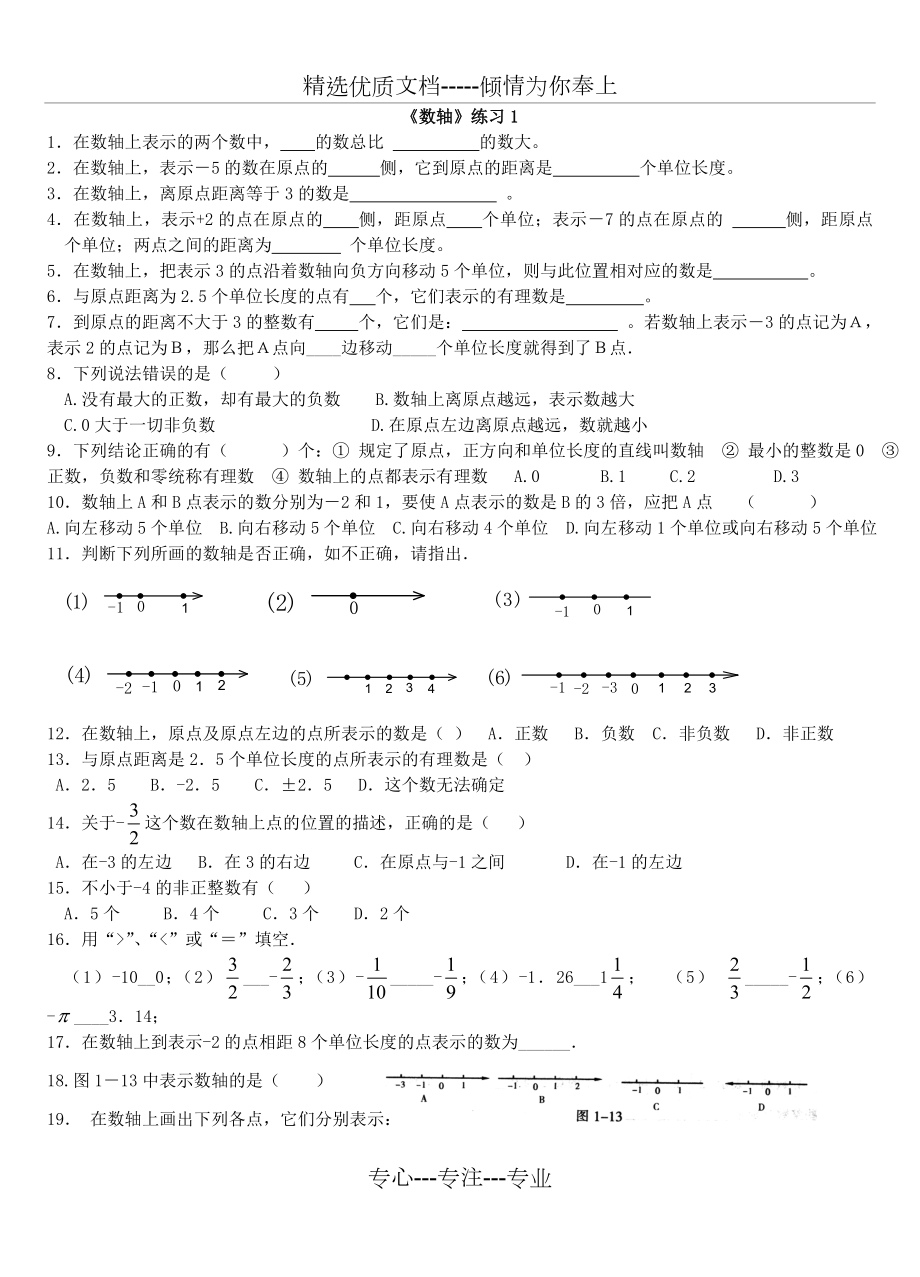 七年级数学《数轴》练习题精选.doc_第1页