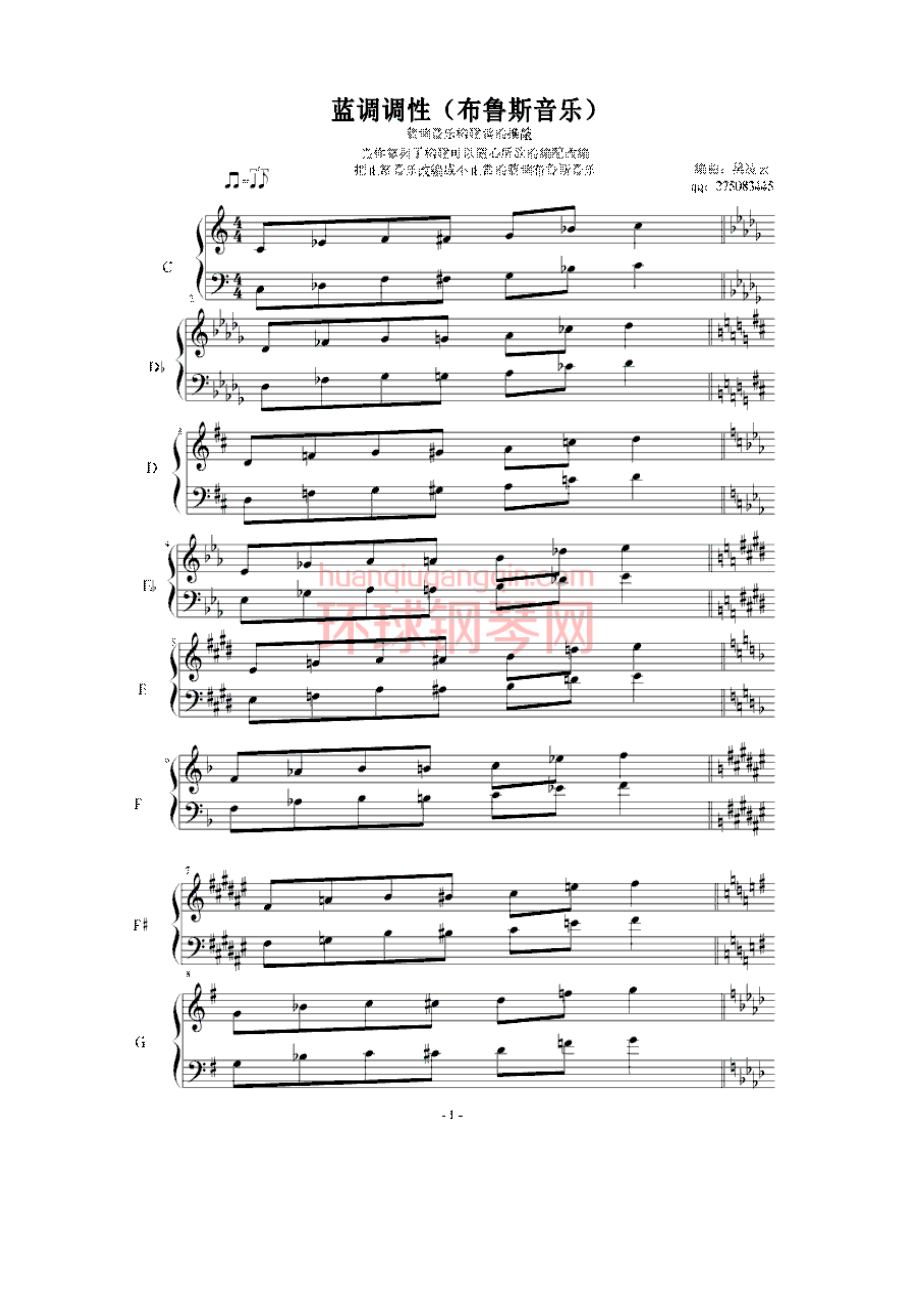 蓝调调性（布鲁斯音乐）构建 钢琴谱.docx_第1页