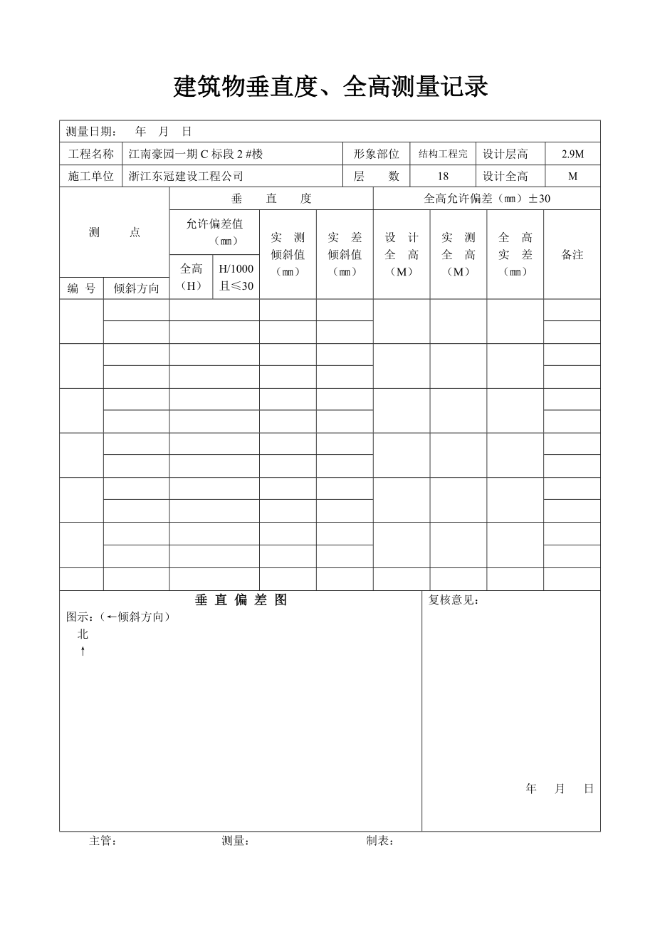 建筑物垂直度、全高测量记录.doc_第2页