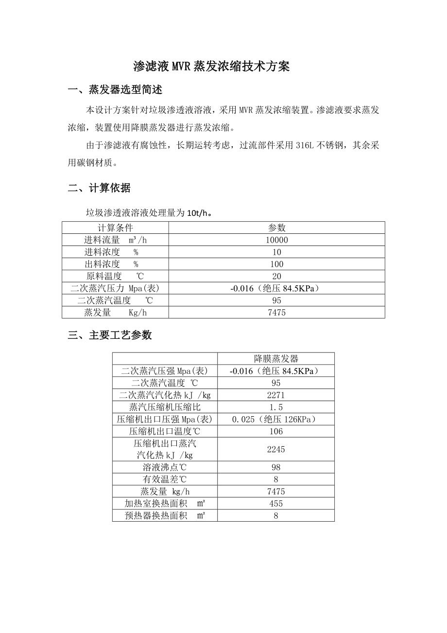 垃圾渗滤液蒸发器(MVR蒸发)浓缩技术方案.doc_第1页