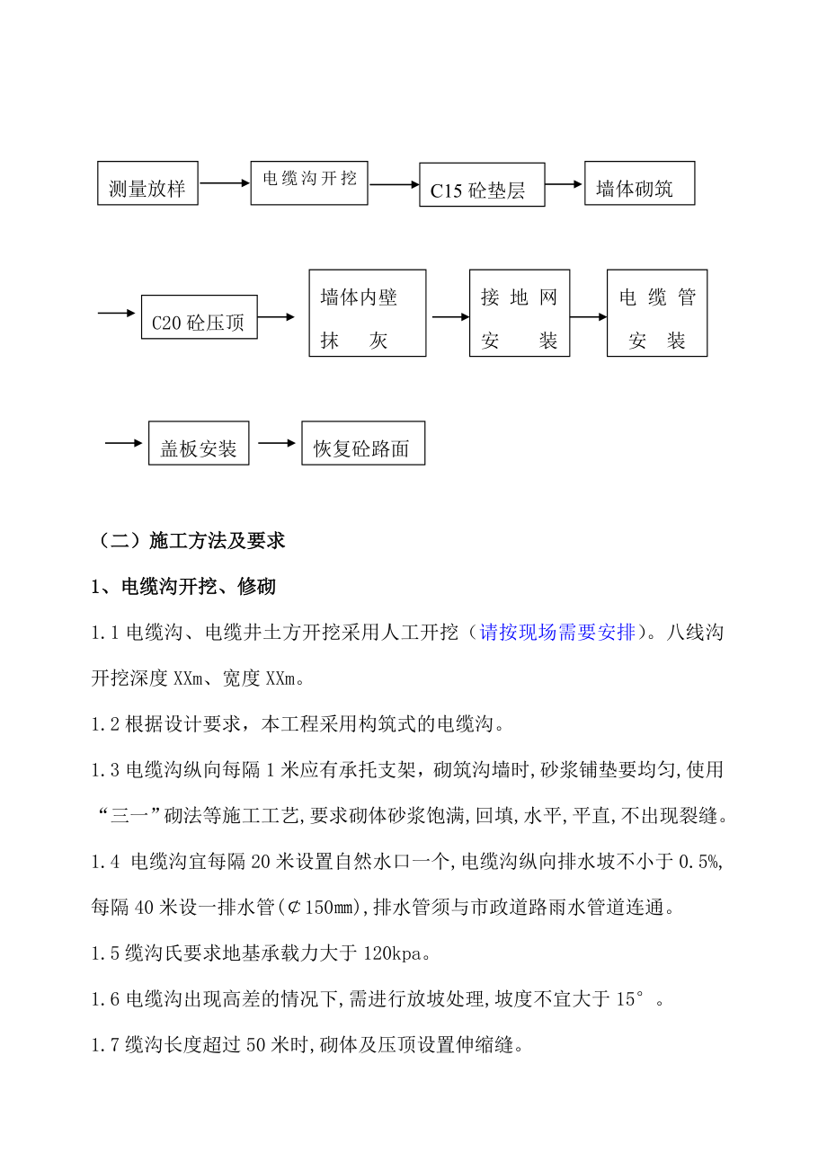 鄞州大道、宁南南路、泰安路、明光路等道路排管工程施工方案样例(电缆沟工程).doc_第3页