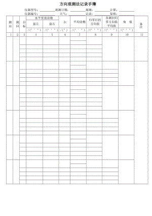 方向观测法记录手簿.doc