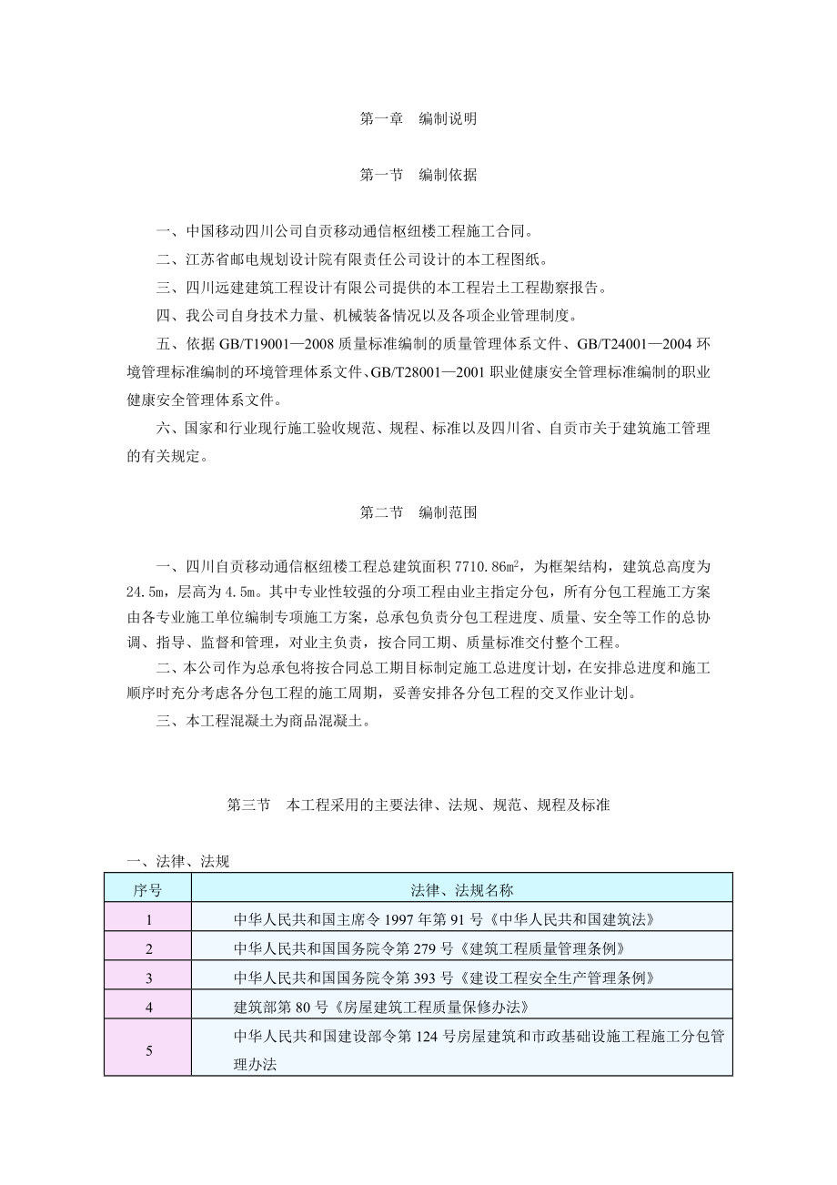 通信枢纽楼工程施工施工组织设计2.doc_第1页