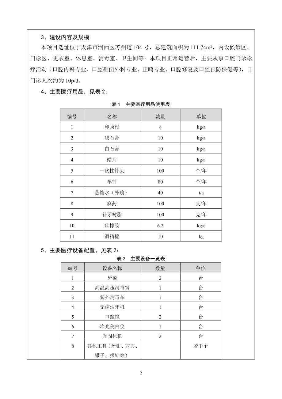 模版环境影响评价全本天津河西瑞植口腔诊所项目257.doc_第2页