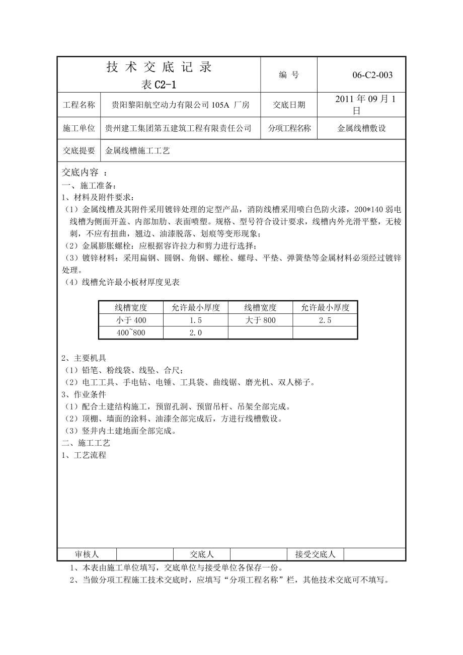 003金属线槽安装技术交底记录.doc_第1页