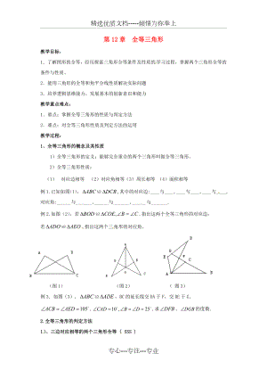 人教版八年级数学上册《全等三角形》复习教案.doc