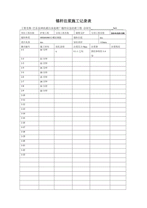 污水处理厂塌岸应急治理工程锚杆注浆记录表.doc