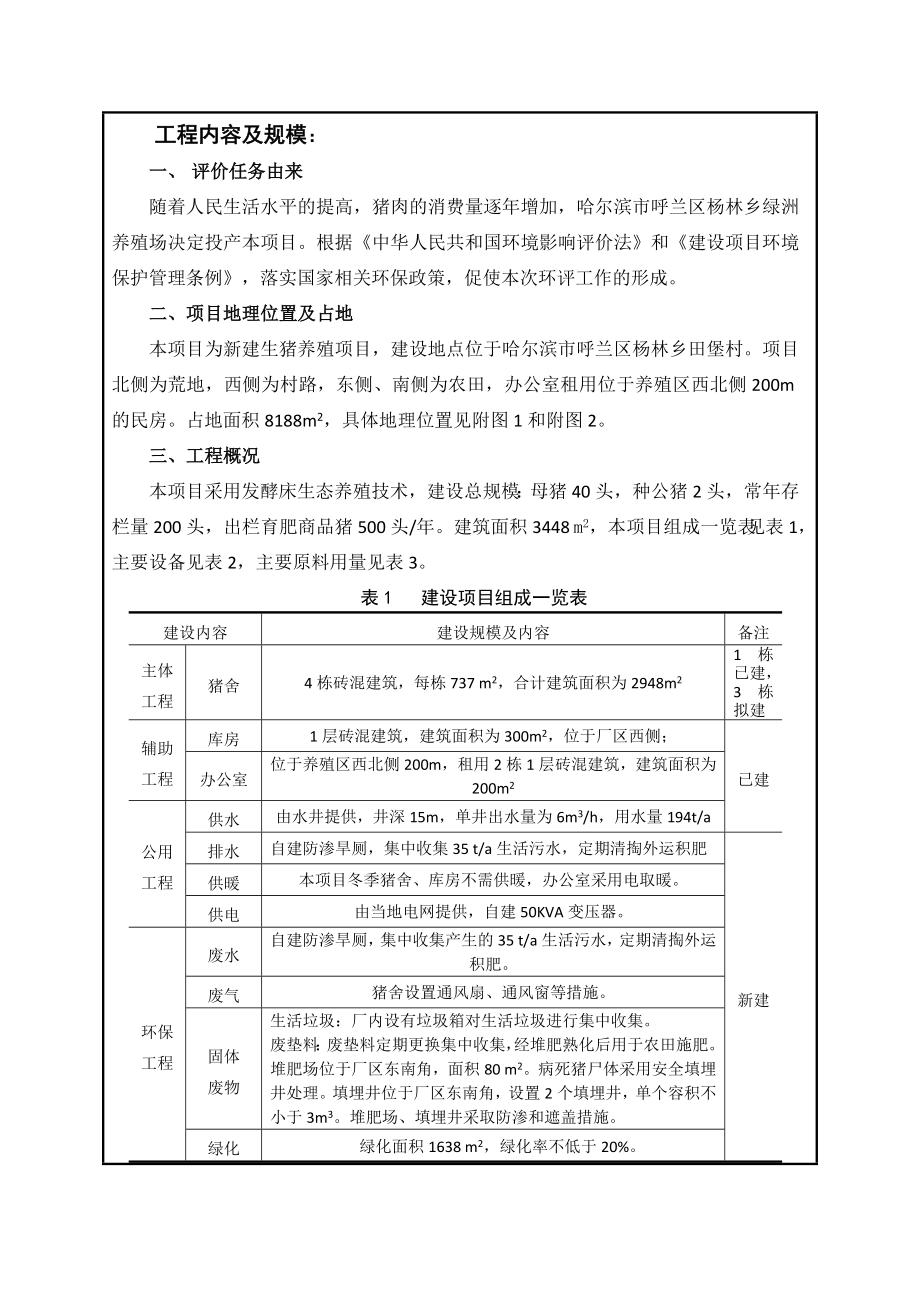 呼兰杨林绿洲养殖项目环境影响报告表.doc_第2页