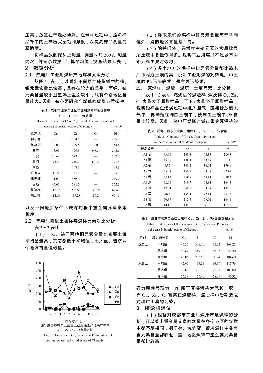 城市工业用煤X 荧光分析及重金属元素污染研究.doc_第2页