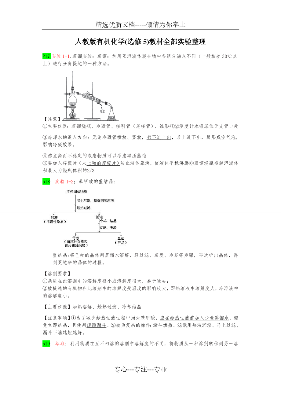 人教版有机化学选修5教材全部实验整理.doc_第1页