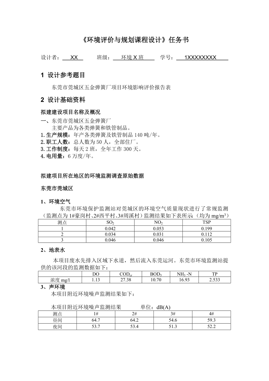 东莞市莞城区五金弹簧厂环境影响评价报告表课程设计.doc_第2页