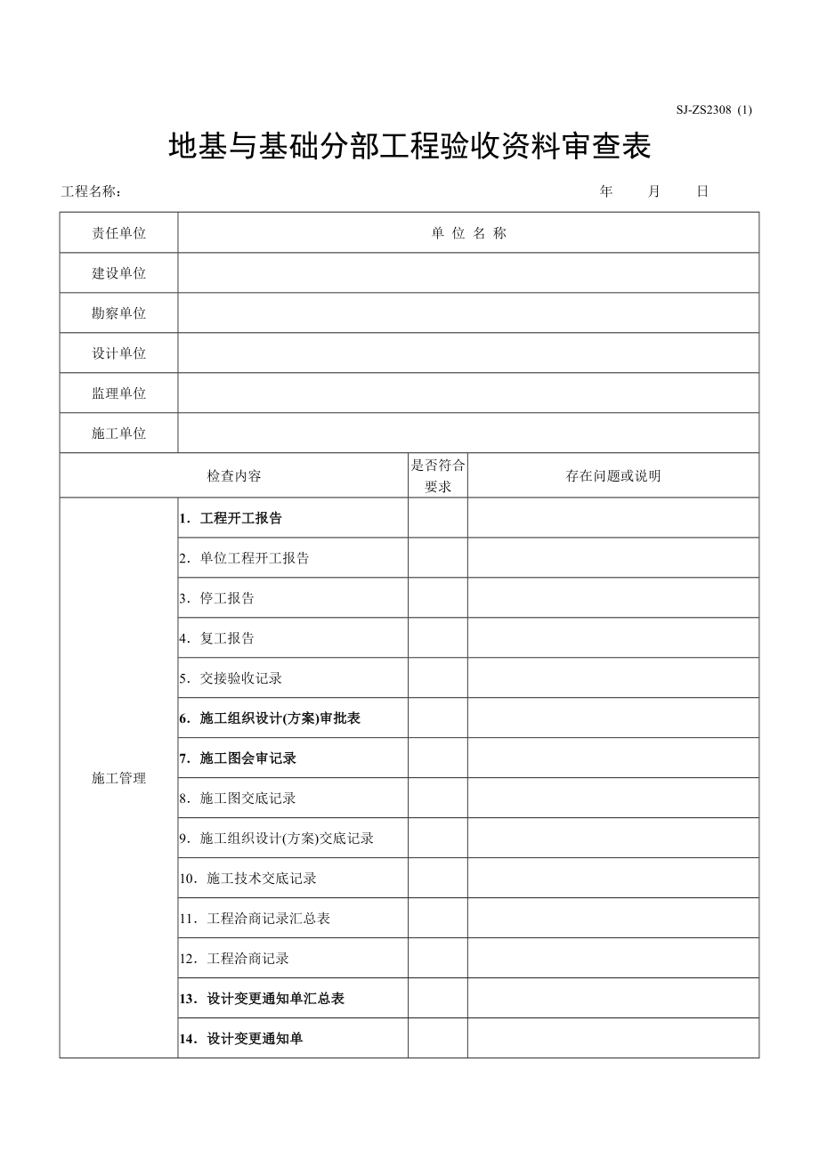 地基与基础分部工程验收资料审查表(桥梁)(版).doc_第1页