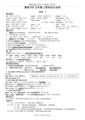 小学五年级人教版英语上册知识点总结.doc