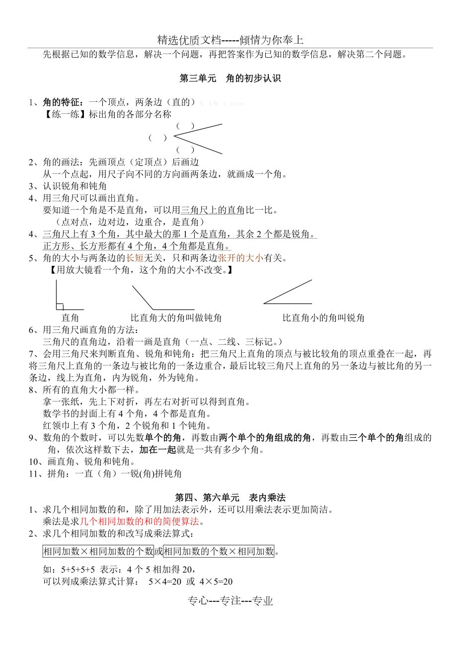 人教版二年级数学上册知识点汇总.doc_第2页