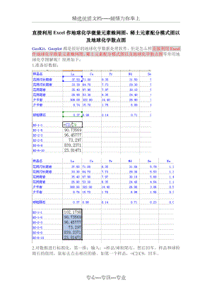 用Excel作地球化学微量元素蛛网图、稀土元素配分模式图以及地球化学散点图.doc