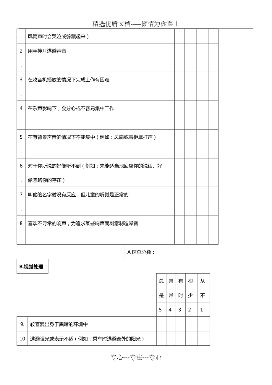 新版感觉统合评定量表(新).doc_第2页