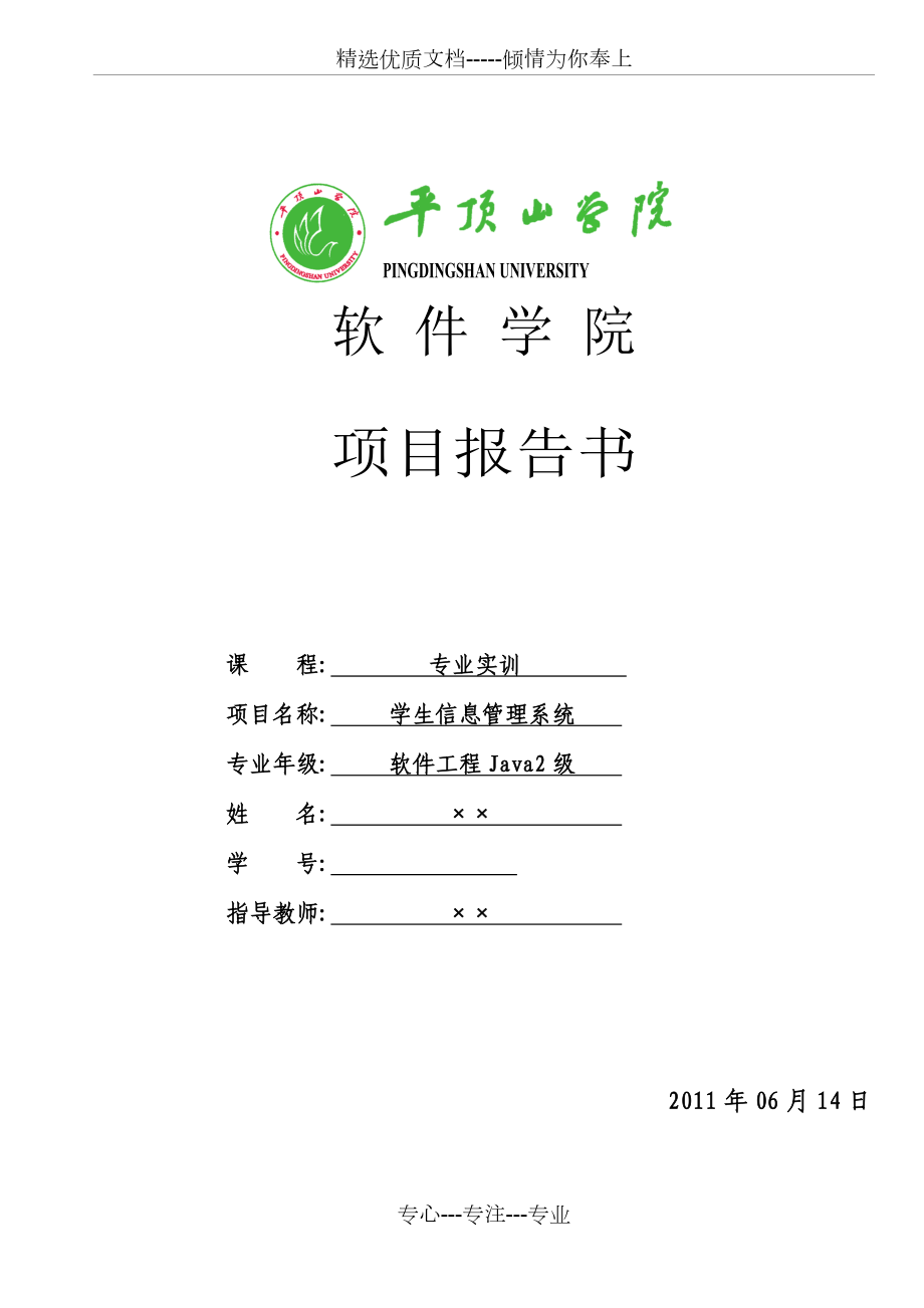 学生信息管理系统项目报告书.doc_第1页