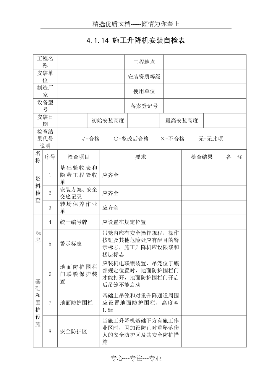 人货梯检查表.doc_第1页