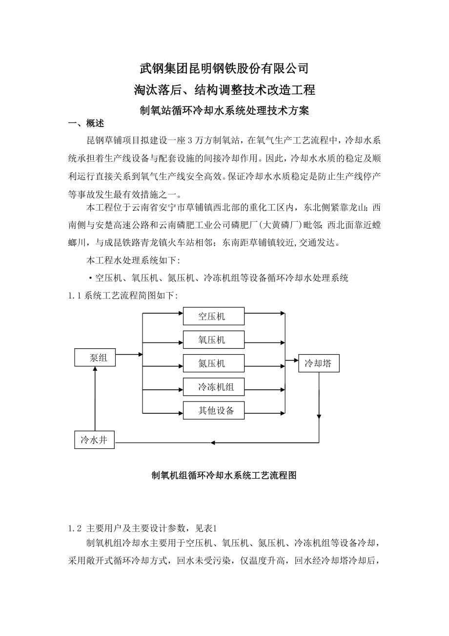 制氧站循环水处理技术方案.doc_第1页