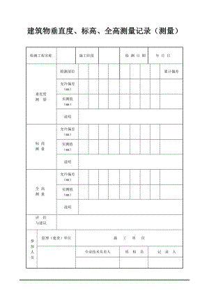 建筑物垂直度、标高、全高测量记录（测量）.doc