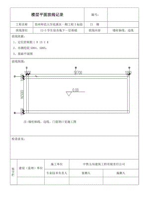 楼层平面放线记录工程定位测量记录.doc