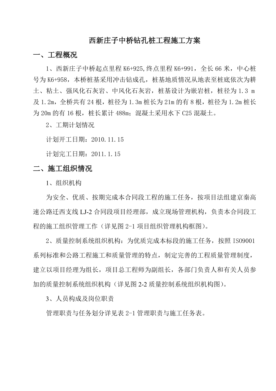 西新庄子冲击钻施工方案.doc_第1页