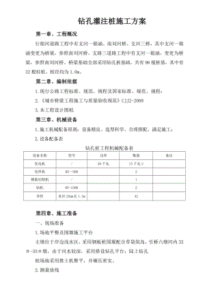 行船河道路工程钻孔灌注桩施工方案.doc