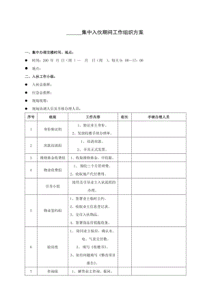 集中入伙期间工作组织方案.doc