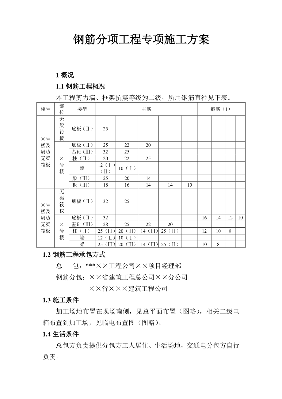 钢筋分项工程专项施工方案.doc_第1页