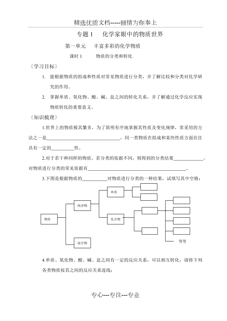 苏教版高一化学必修一专题一全套习题.doc_第1页