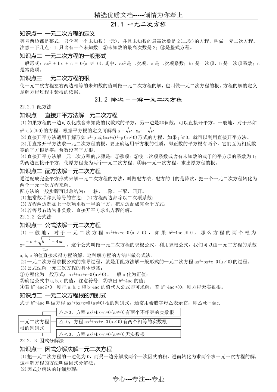 人教版初中九年级数学上册知识点笔记总结.doc_第1页