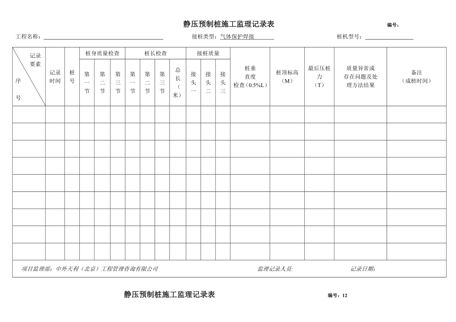 静压桩监理记录表1.doc_第1页