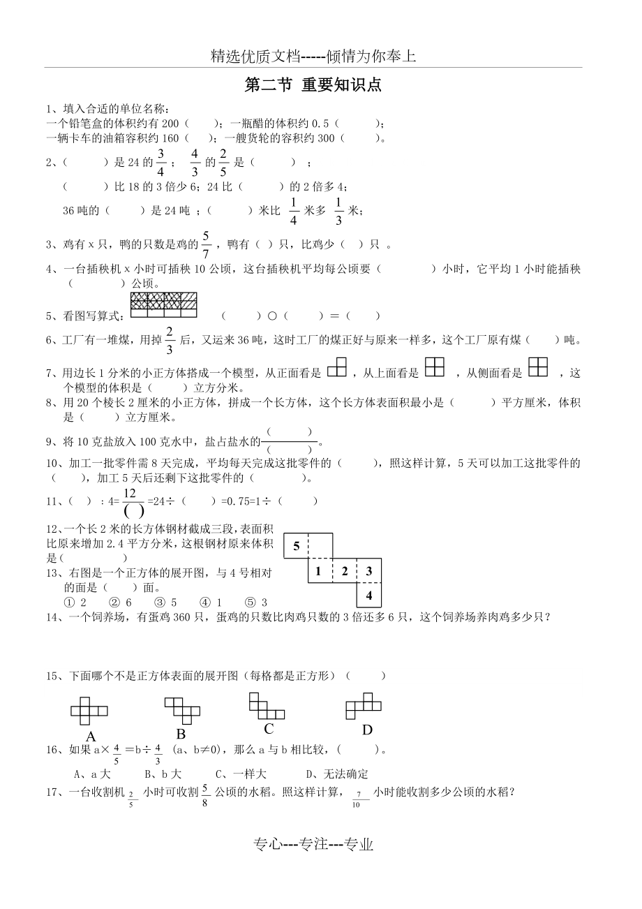 人教版六年级数学上册期末分类复习总结讲义.docx_第3页