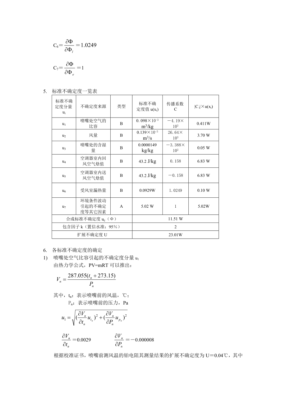 家用空调焓差实验室试验存在的不确定度报告 空调焓差实验室测量不确定度.doc_第2页