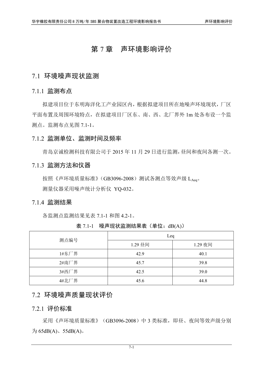 环境影响评价报告公示：万SBS聚合物装置改造工程声环境影响评价环评报告.doc_第1页