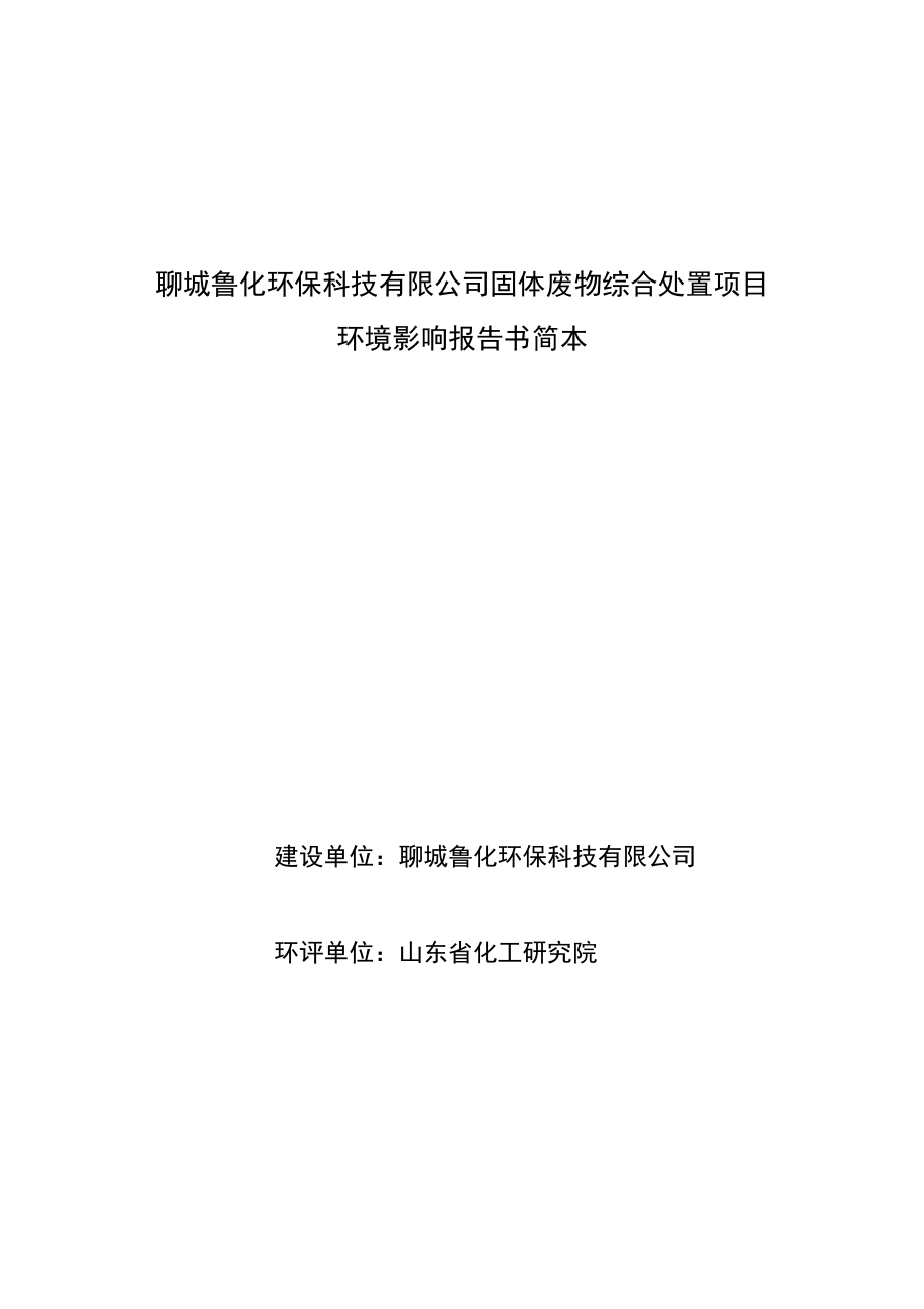 聊城鲁化环保科技有限公司固体废物综合处理项目环境影响评价报告书.doc_第1页