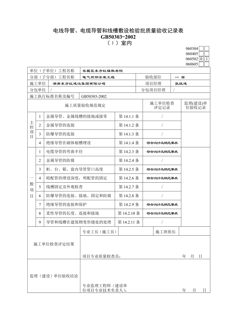 电线导管、电缆导管和线槽敷设检验批质量验收记录表92656.doc_第2页