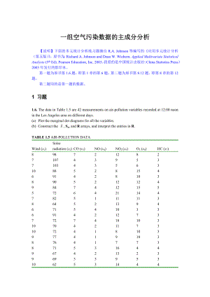 一组空气污染数据的主成分分析.doc