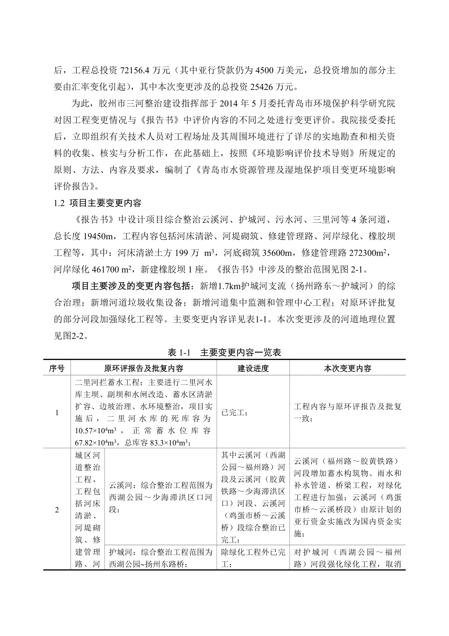 青岛市水资源管理及湿地保护项目变更环境影响评价.doc_第2页