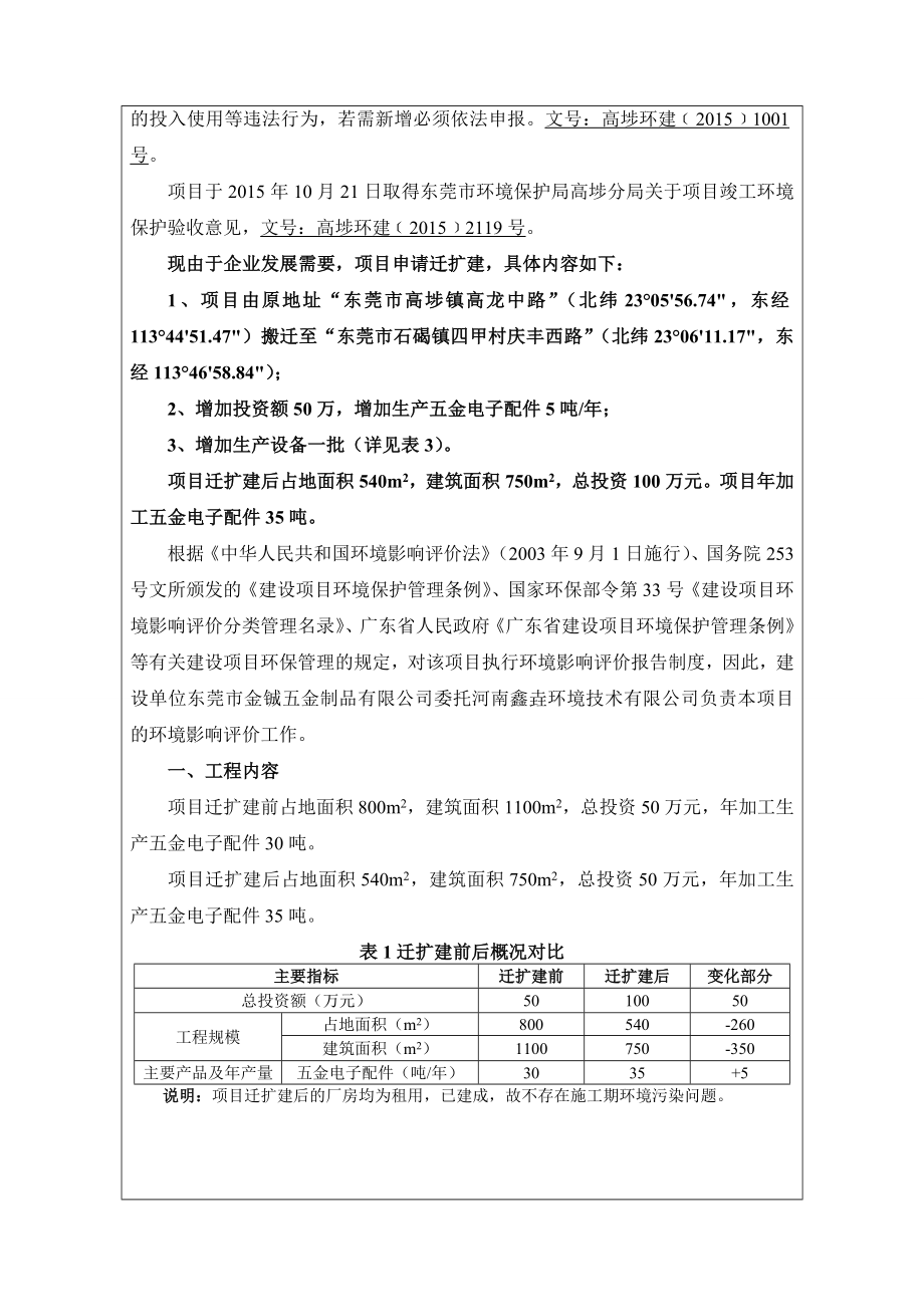 环境影响评价报告公示：东莞市金铖五金制品迁扩建环评报告.doc_第2页