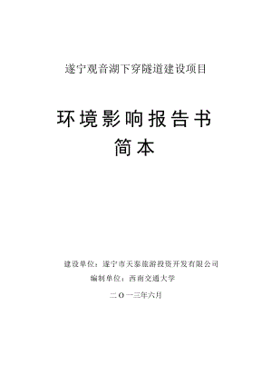 遂宁观音湖下穿隧道建设项目环境影响评价报告书.doc